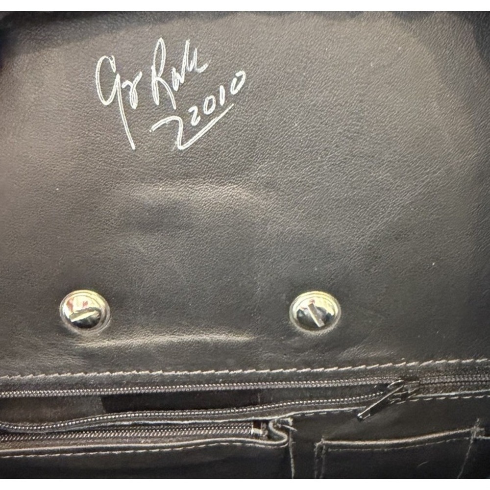 Greg Roche Signed 2010 Leather Backpack Red Black Embossed Vintage Artisan - Picture 4 of 12
